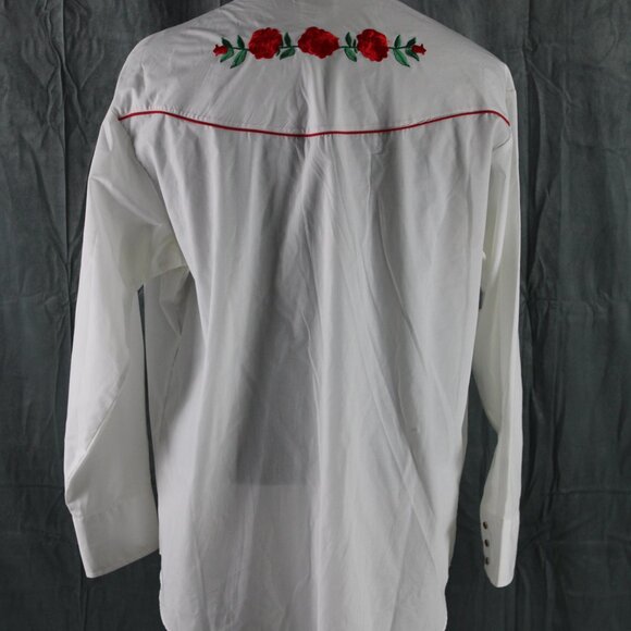 Western Shirt - Stitched Rose Pattern by Ely Gentlemen - Men's 2XL - Picture 10 of 12